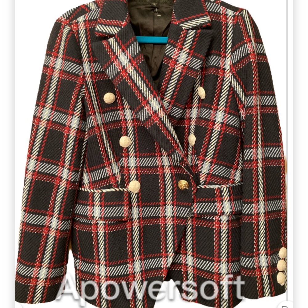 NWT Boston Proper Double breasted plaid blazer - Picture 2 of 8
